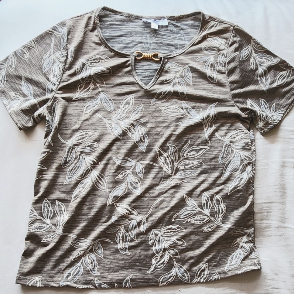 Leaf Print Brown Women's Top